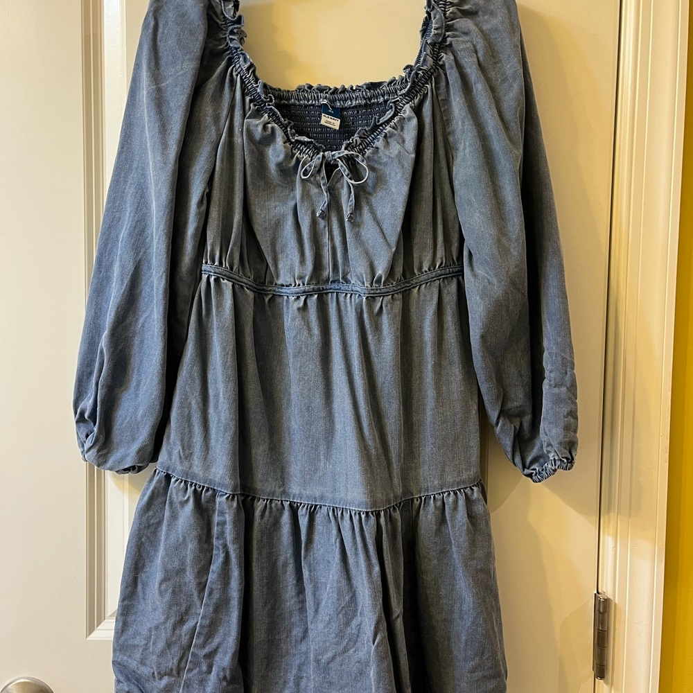 Old Navy Blue Ruched Tiered Sundress